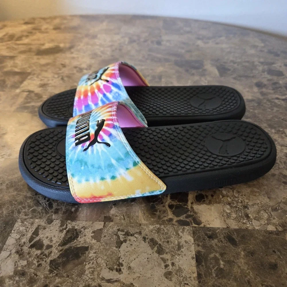 Puma women's Cool Cat tie dye slide sandals sz 7 lightweight casual summer